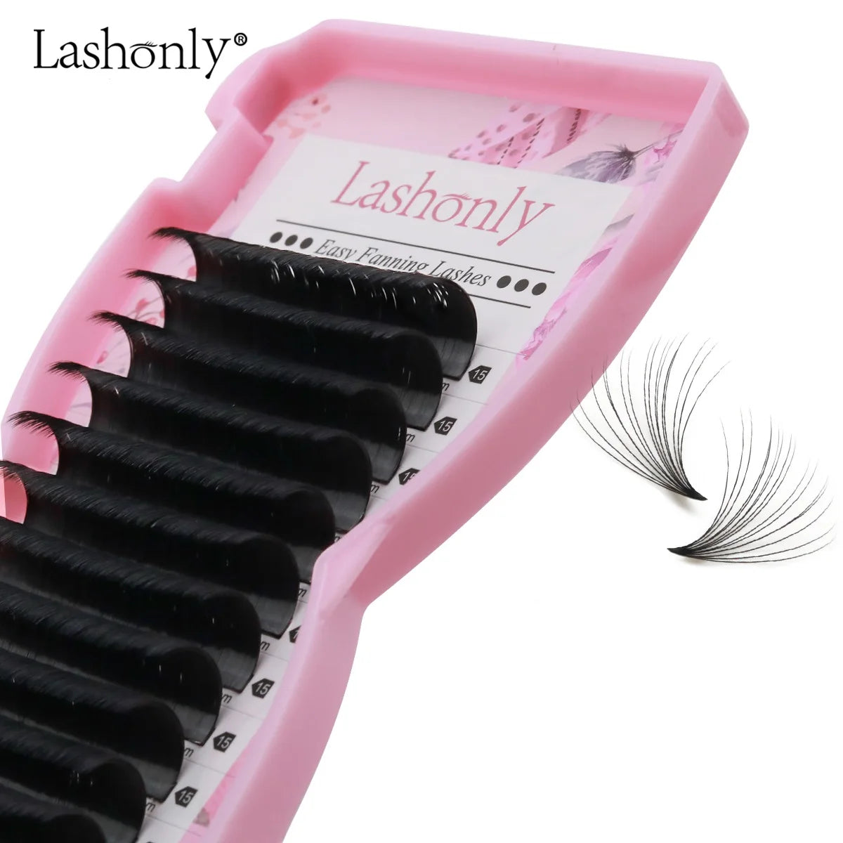 Easy Fan Lashes Long Synthetic Korean PBT with C Curl Single and Mix Lengths From 20mm to 25mm Rapid Blooming Eyelash Extension