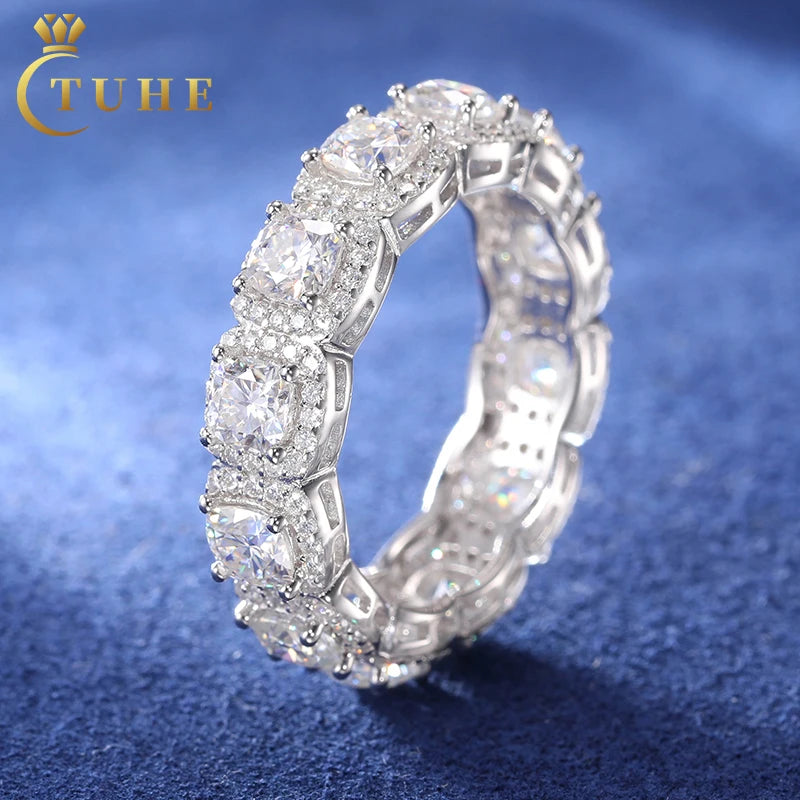 New Style Engagement Gift 925 Silver Rust Proof 6.5mm Vvs1 D Color Moissanite Hip Hop Bling Jewelry Rings With Gra Certified