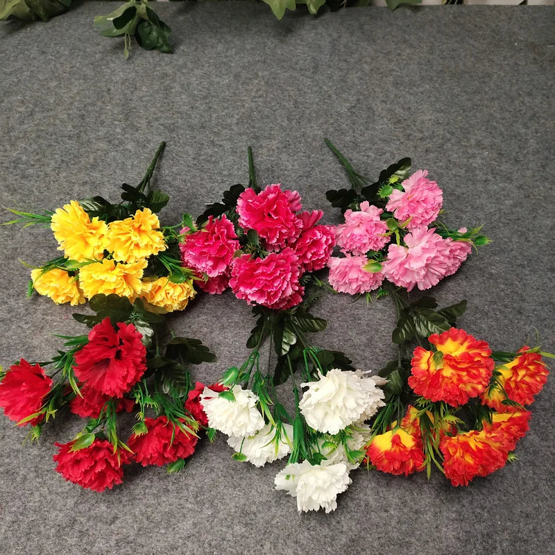 Wholesale 6 Head Silk Carnation Bouquet Artificial Flowers Home Decoration