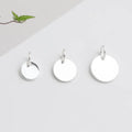 8mm 10mm 12mm Soild 925 Sterling Silver Dainty Blank Coin Disc Round Charms Pendant Engrave Custom Logo