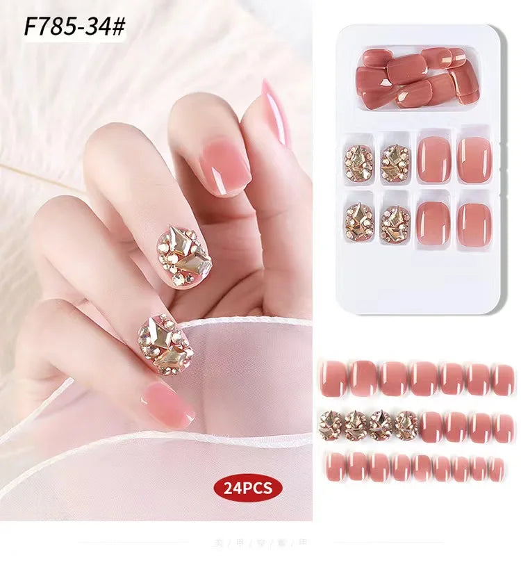 Custom Artificial Fingernails-Full Cover French Tips Acrylic False Nail Patch Matte Press-on Nails for Finger Design Style