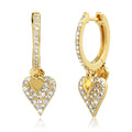 Milskye Trendy Rhodium Plated 925 Silver 18K Gold Triple Heart Diamond Drop Earrings for Women