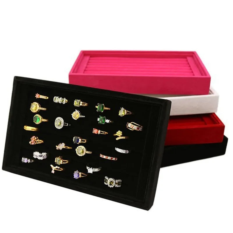 High-Grade Ring Display Storage Box Ear Stud Rack Jewelry Tray with No Lid Wholesale Ring Container
