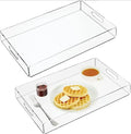 Clear Acrylic Tray - Spill Proof 16" X 12" Acrylic Tray for Coffee Table Breakfast Tea Food Decorative Display with Handlel
