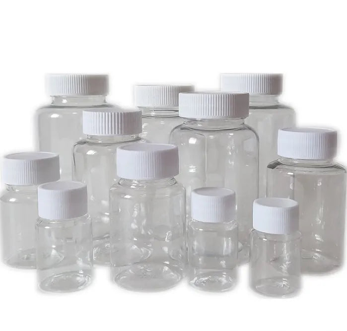 15ml 20ml 30ml 40ml 50ml 60ml 70ml 80ml 100ml 200ml Round Transparent PET Bottle Capsule Pill Candy Empty Plastic PET Bottle