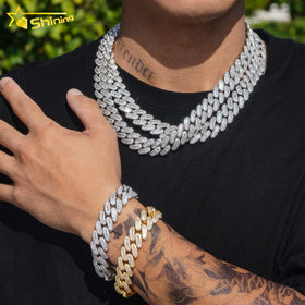 Wholesale Hip Hop Diamond Cuban Chain 16mm Width Gold Plated Brass Baguette Cubic Zircon Cuban Link Chain