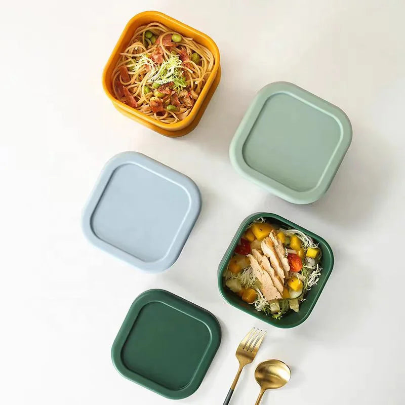 Food Grade Silicone Children's Snack Storage Box High Temperature Safety and Leak Prevention Kids Lunch Box for School