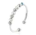 Fashion 925 Sterling Silver Jewelry Open Adjustable Size Frosted Beaded Rings Relief Fidget Anti Anxiety Ring