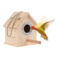 JUNJI Factory Small Natural Wood Hanging Bird Cage Elegant Pet House Furniture