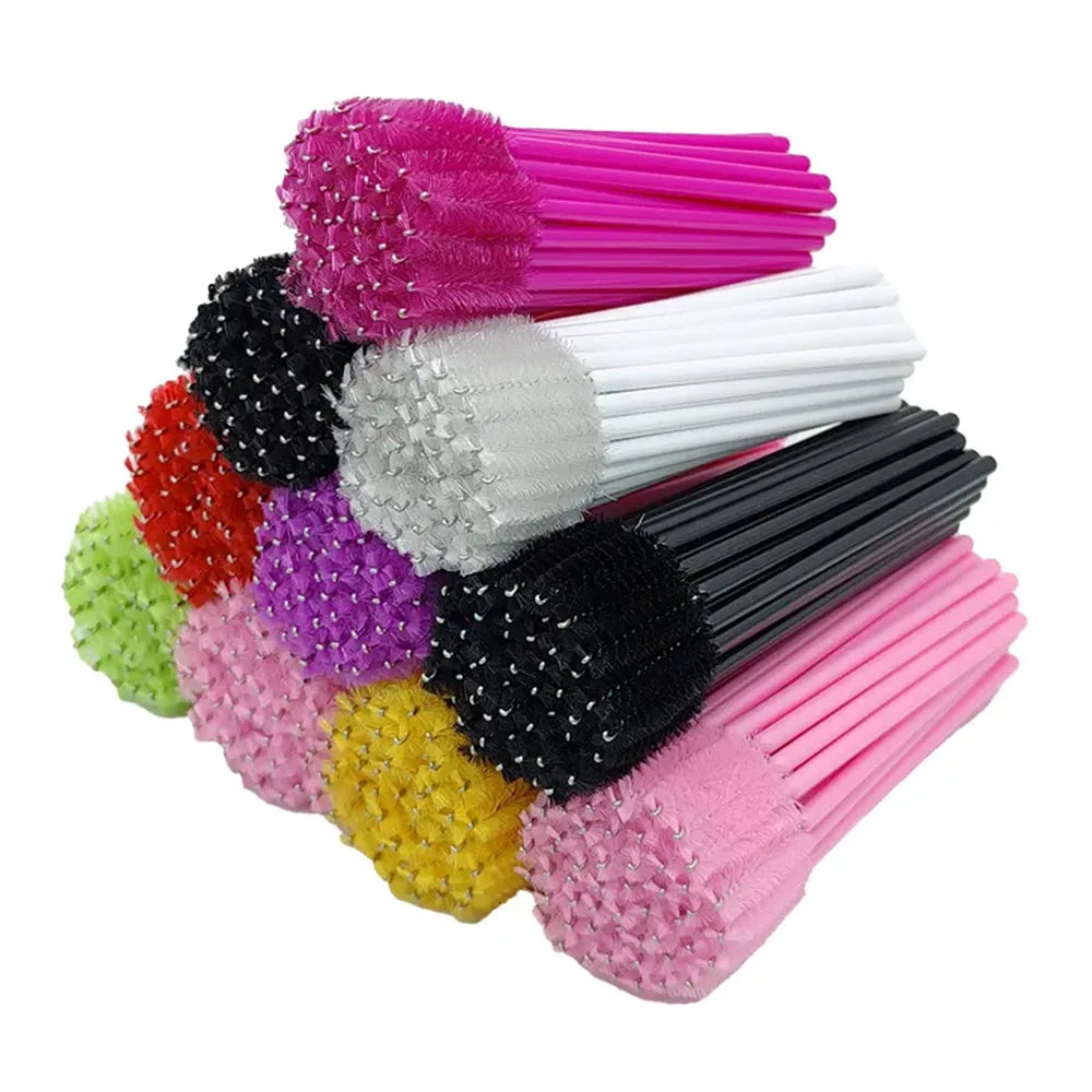 Popular 50pcs/Pack Disposable Eyelash Mascara Applicator Brush Micro Hair/Silicone/Bamboo Handle Mascara Lash Brushes for Makeup