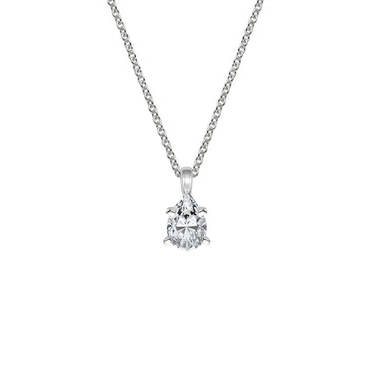 Women's IGI Certified 1ct 1.5ct 2ct 2.5ct Lab Grown Fancy Cut HPHT CVD Pear Shape Diamond Bail Necklace Jewelry