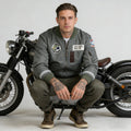 Men's American Style Wool Flight Jacket Winter Fleece Embroidered Pins Patchwork Bomber Jacket Wholesale Stock for Men Women