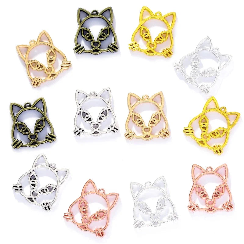 6 Color Cat Charms Alloy Metal Animal Pendants for DIY Handmade Jewelry Accessories Making 24*22mm D9342
