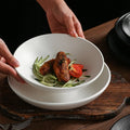 Japanese Style Matte Ceramic Cuisine Plate Vintage Creative Hotel Restaurant Specific Pasta Plate Dessert Bowl Black Salad Plate