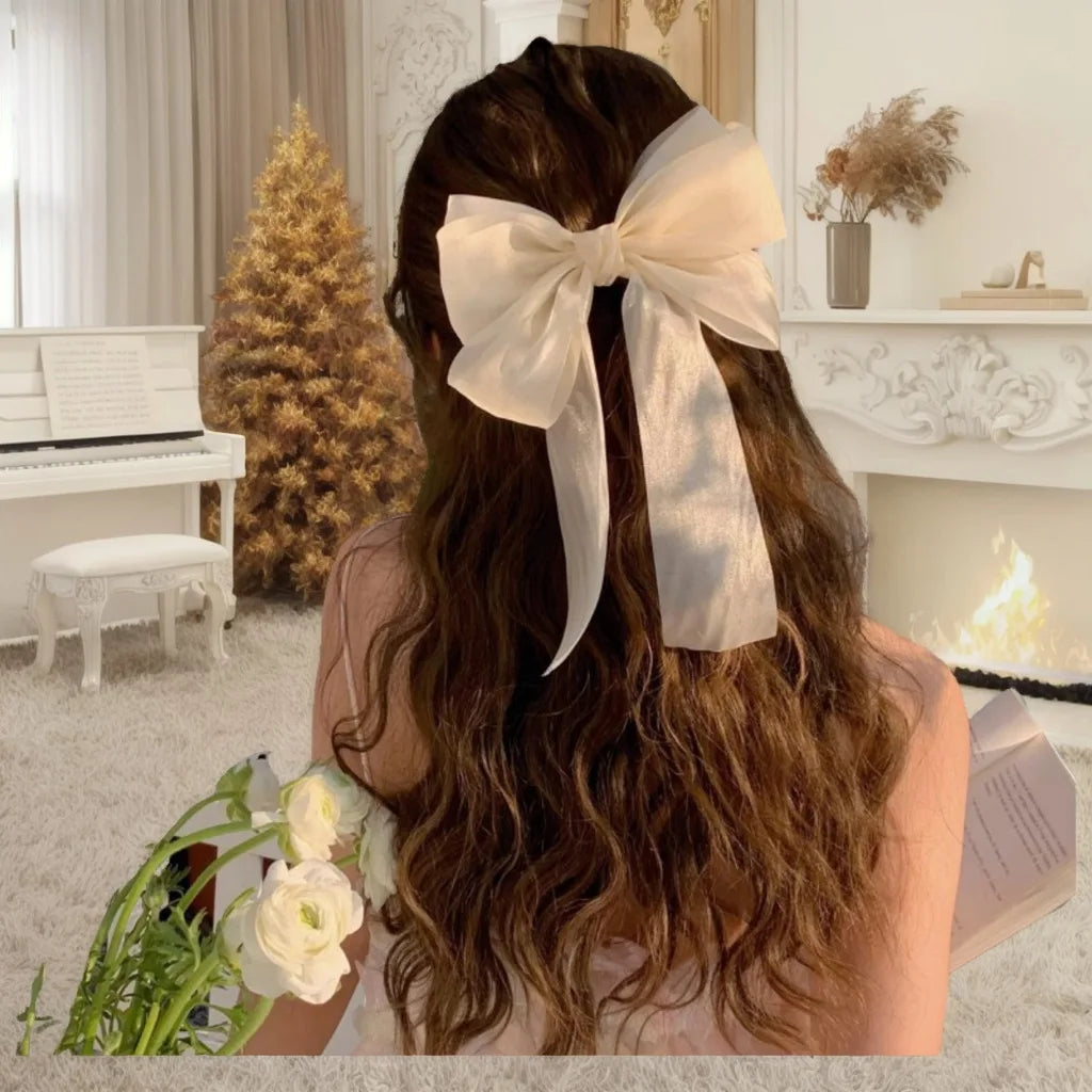 IVANHOE Factory Wholesale 2024 Hot Selling Spring Hair Accessories Floral Women's Organza Hair Clips Bow Hair Clips