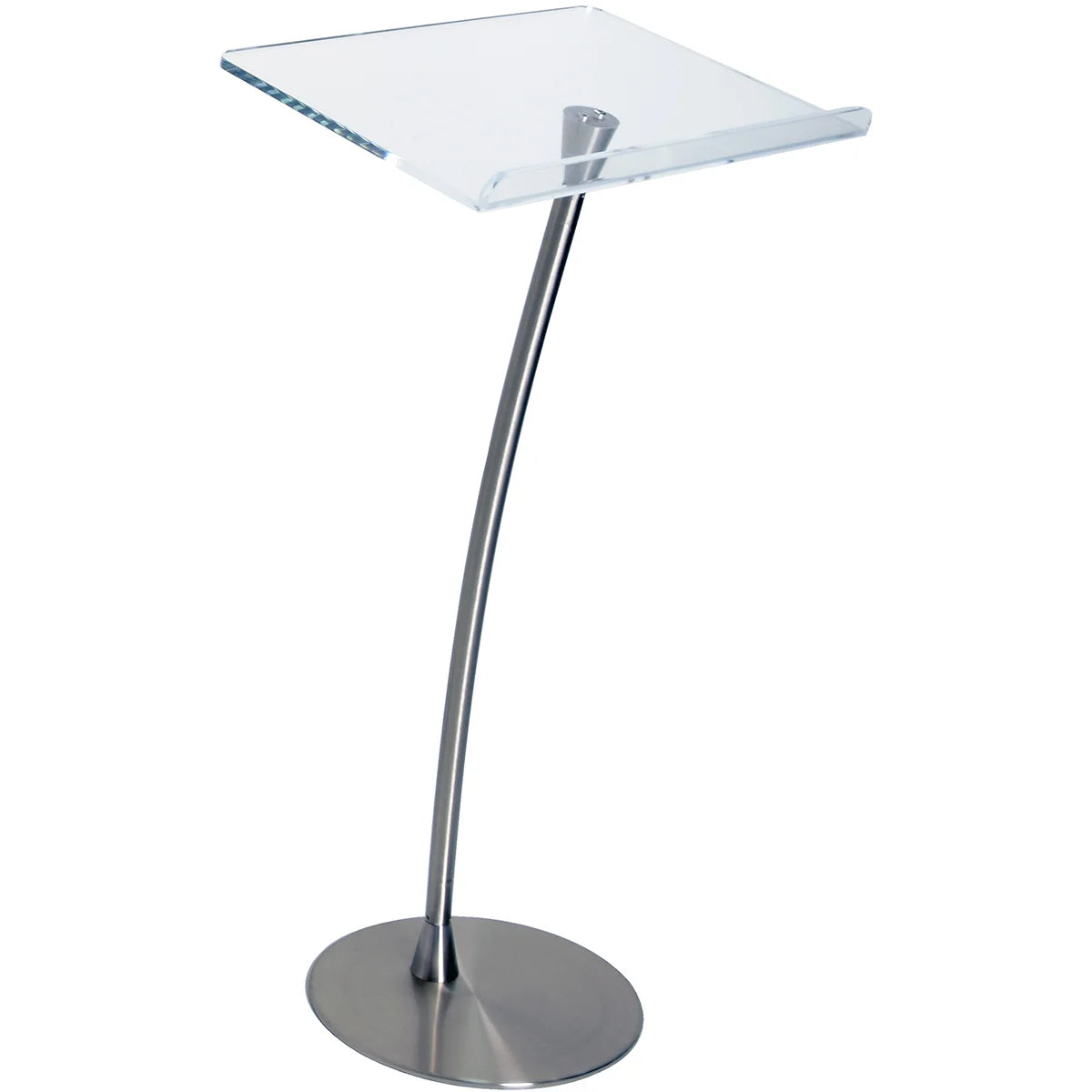 Direct Sale Manufacturer Large Stock Clear Acrylic Silver Curved Pole Podium Glass Polishing Office Church Desktop Wedding
