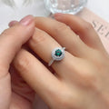 925 Sterling Silver Lab Created Zambian Emerald & Colombian Emerald Ruby Diamond & Sapphire Ring for Women May Birthstone Ring