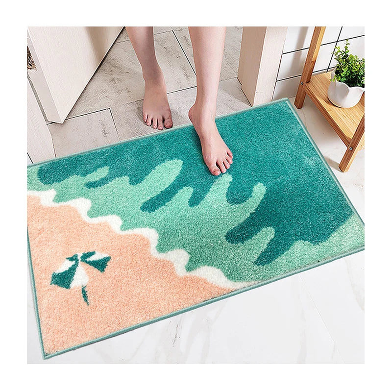 Non-Slip Strong Water Absorbent Plush Tufted Microfiber Indoor Bath Floor Mat Bathroom Rug