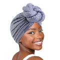 News Big Knot Headwrap African Turban Flower Knot Pre-Tied  Beanie Headwrap Hat With Sequin