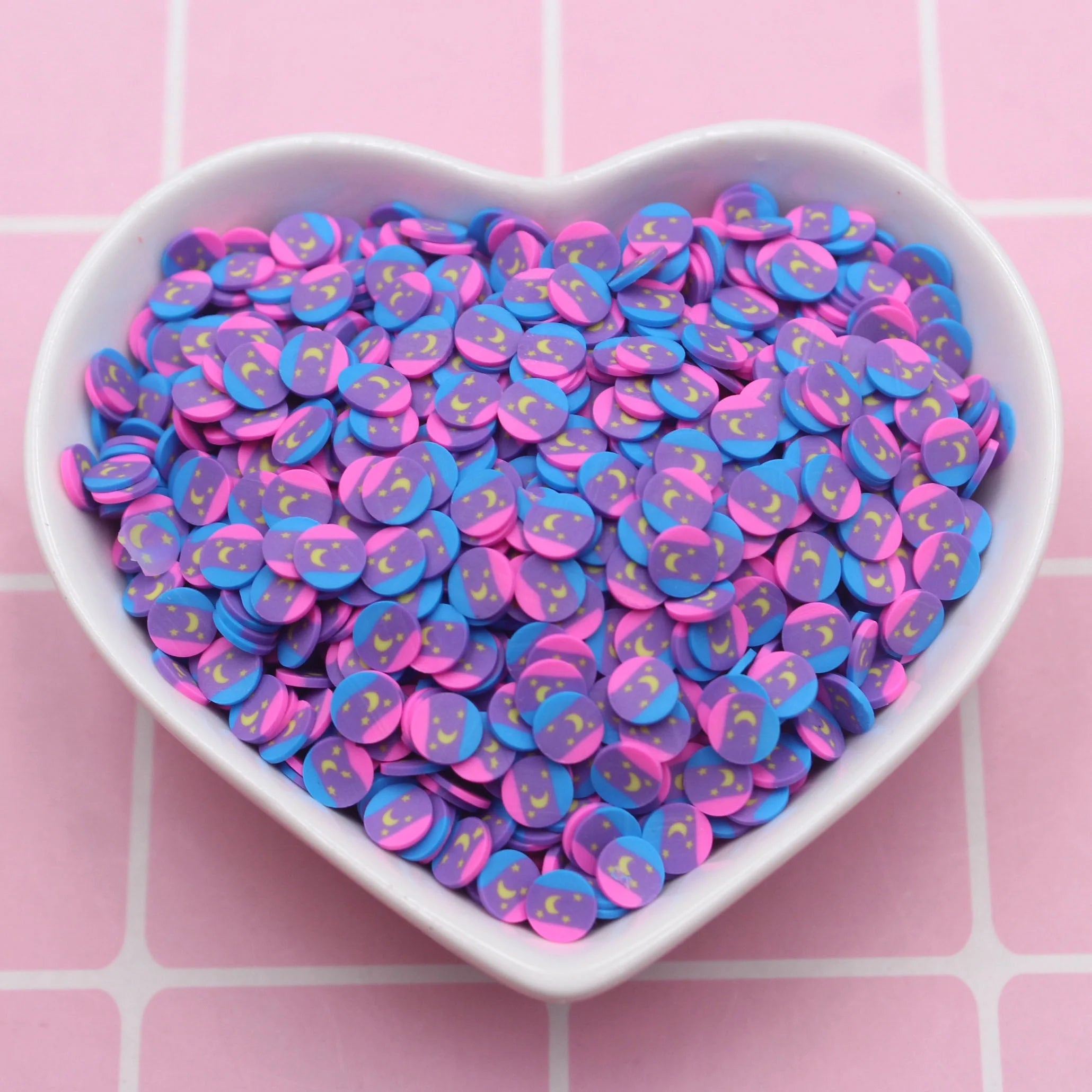 1KG/Bag 5mm Non-toxic Night Sky Moon Star Clay Slice Dots Sprinkles Figurine Pattern Shaker Filler Slime Supplies Artistic
