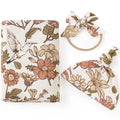2022 New Design Soft Newborn Wrap Set Muslin Swaddle Beanie Headband Set Bamboo Cotton Baby Blanket