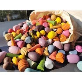 Beech Wood Mushrooms Montessori Wooden Toys Droplets Jigsaw Rainbow Wooden Blocks Mandala Loose Parts Toys