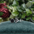 Fashion Designs Luxury Daily Wear Earrings Women Black Cz Stud 14k White Gold Diamond Screw Backs Earrings