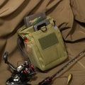 Tactical Fishing Fanny Pack Waterproof MOLLE Dump Pouch with Drawstring Closure Camo Belt Bag for Outdoor Fishing/Hunting