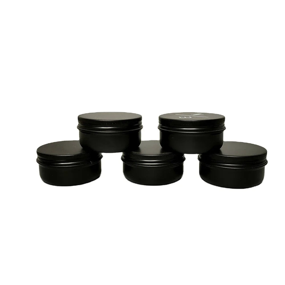 100ml Metal Cosmetic Tin for Shea Butter Essential Oil Body Cream and Shampoo with Black Aluminum Screw Cap