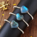 New Arrivals Gemstone Jewelry Bracelet Labradorite Heart Crystal Bangle for Fengshui