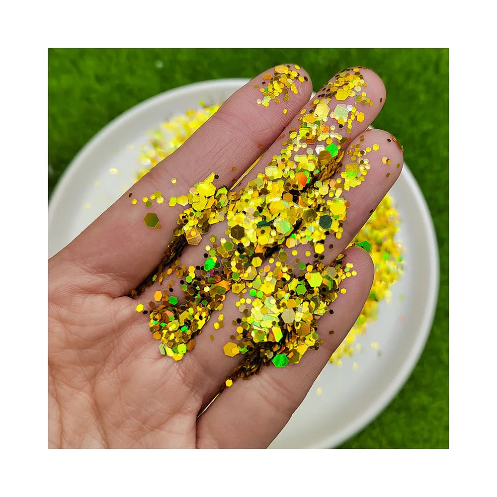Hexagon Glitter Sequins Mini Flakes Mix Size for Nail Art Stickers Slime Charms