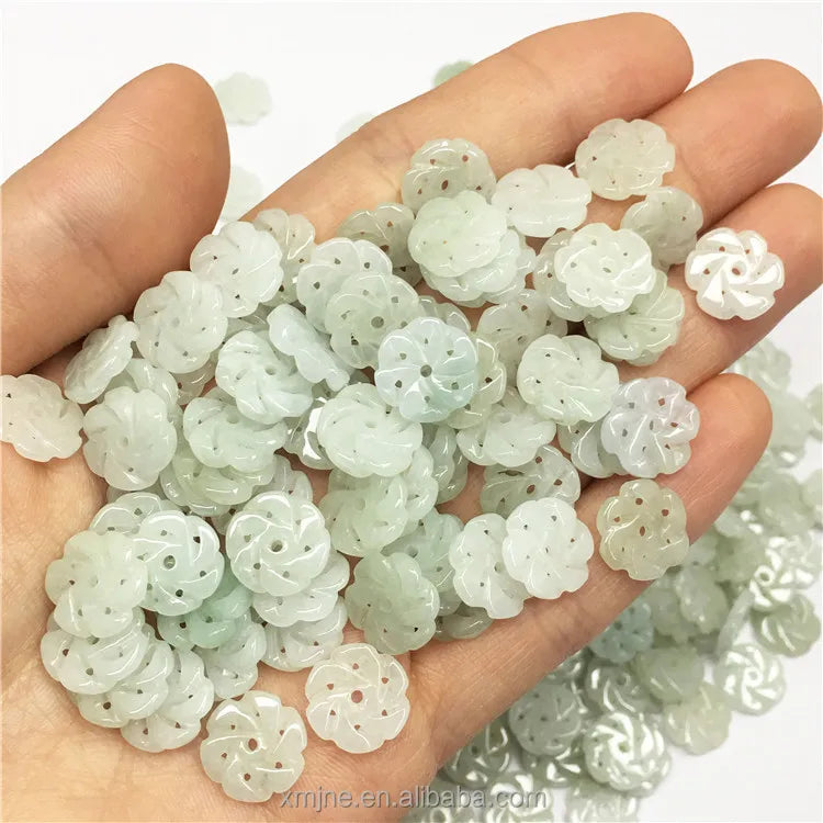 Jade Parts Loose Beads Jewelry Accessories Jade Flower Buckle Grade a DIY Small Flower Jewelry Wholesale