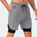 Wholesale Solid 2 In1 Running Shorts Men Double-deck Quick Dry Gym Training Sport Short Pants Yoga Leggings