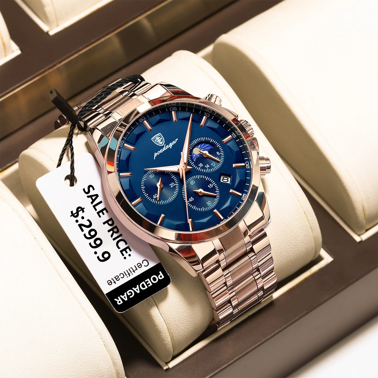 Poedagar Casual Sport Chronograph Watch for Men Luxury Stainless Stain Ultra-thin Men Watch WristWaterproof Quartz Watch