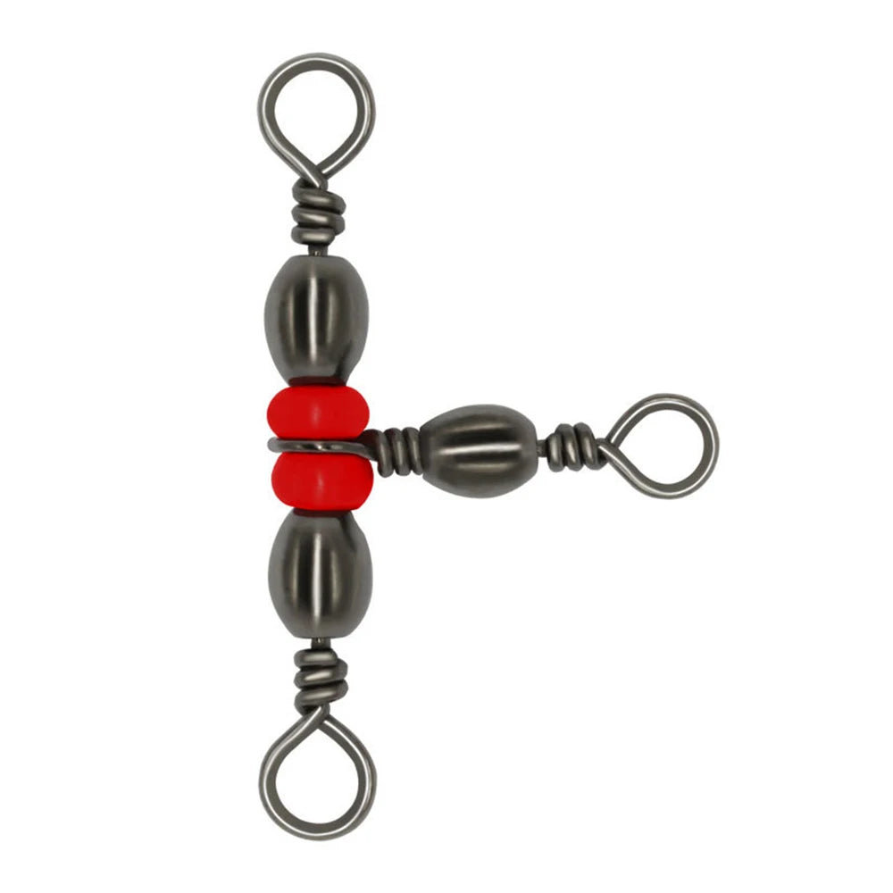 DORISEA 100pcs/pack T-Size 3 Way Fishing Gear Swivel Snap Hook Connector with Snap Fishhook Lure for Fishing Tackle