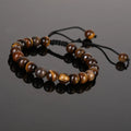 RisingMoon 8mm Tiger Eye Handmade Healing Jade Natural Stone Men Beaded Bracelets