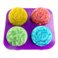 BPA Free Easy Release DIY Handmade Flower Soap Moulds 4 Cavities  Variety  Flowers  Silicone  Soap Making Mold