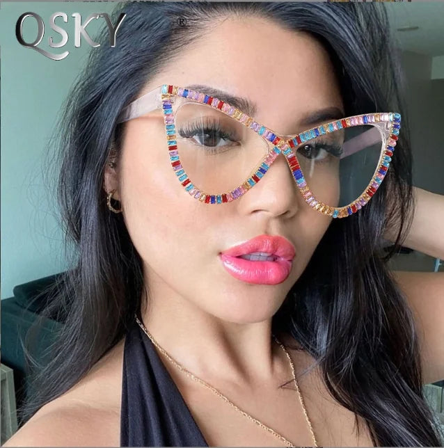 2024 New Fashion Sun Shades Women Luxury Sunglasses Stock Ready Customized Oversize Cat Eye Diamond Frame Sun Glasses
