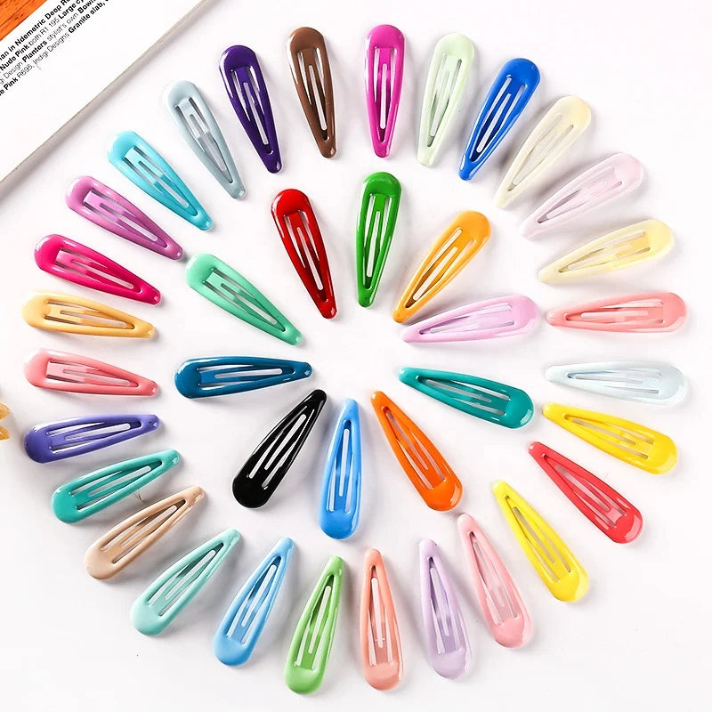 5cm Women Girls Child Basic Blank Hairpins Pins Candy Colorful Oil Drop Plated Snap Tic Tac Hair Clips Metal Hairclip for Kids