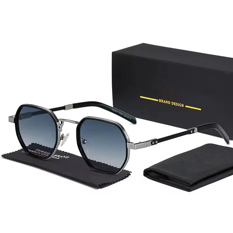 Slim Fit Metal Sunglasses Polarized UV400 Retro Round Polygon Frame Glasses for Women Men Chic Streetwear Sun Protection