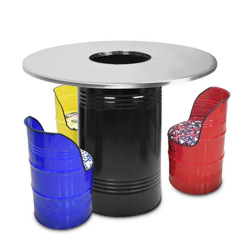 Creative Modern Stainless Steel Restaurant Dining Chair Paint Bucket Backrest for Living Room Use Eco-friendly Commercial