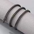 Boho Fashion Vintage Fancy Stainless Steel 6mm Multi Sizes Long Ancient Silver Chain Lock Necklace for Men Jewelry