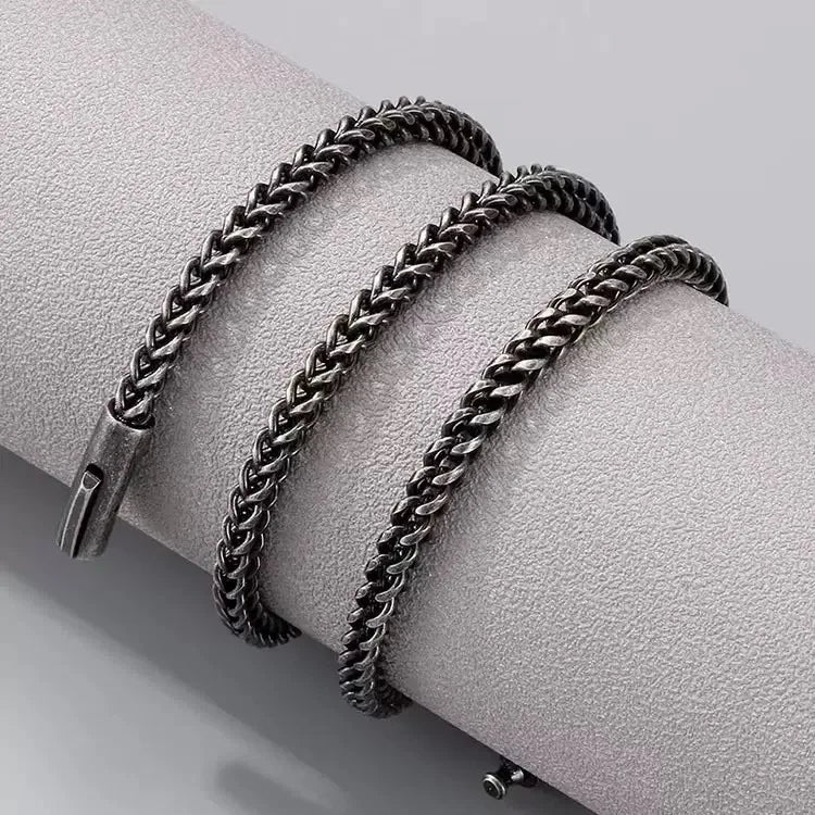 Boho Fashion Vintage Fancy Stainless Steel 6mm Multi Sizes Long Ancient Silver Chain Lock Necklace for Men Jewelry