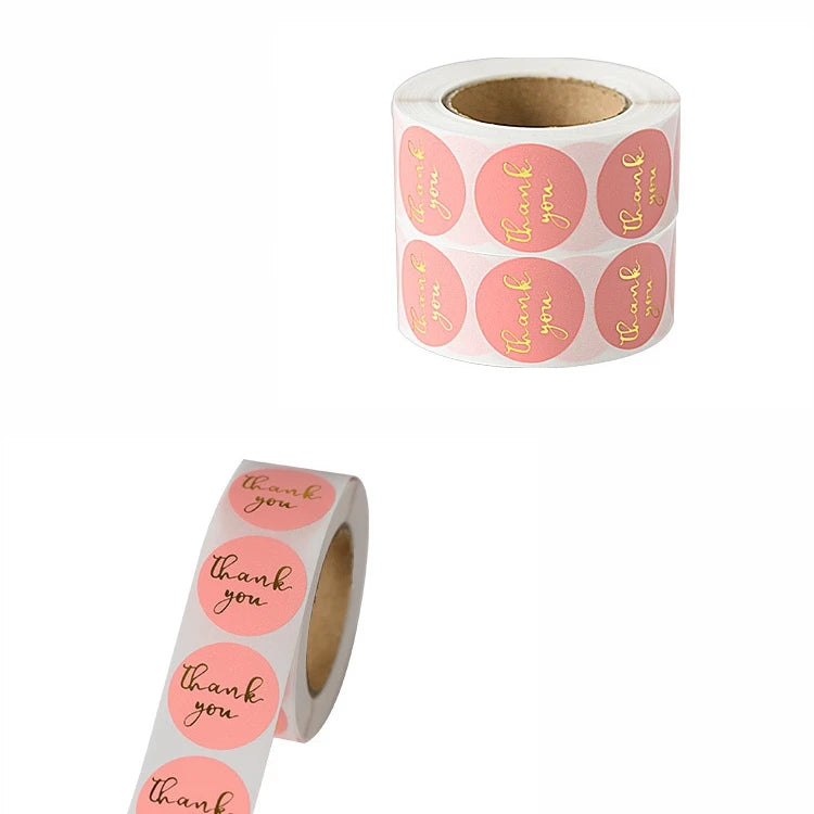 Factory Price 500pcs/Roll Thank You Stickers Custom Your Design OEM Greeting Cards Candy Bags Paper Seal Label