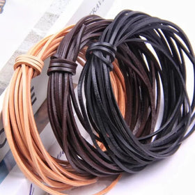 Custom Genuine Cow Leather Flat Strand Thong Cord DIY Bracelet Retro Style Rope String Accessories for Jewelry Making