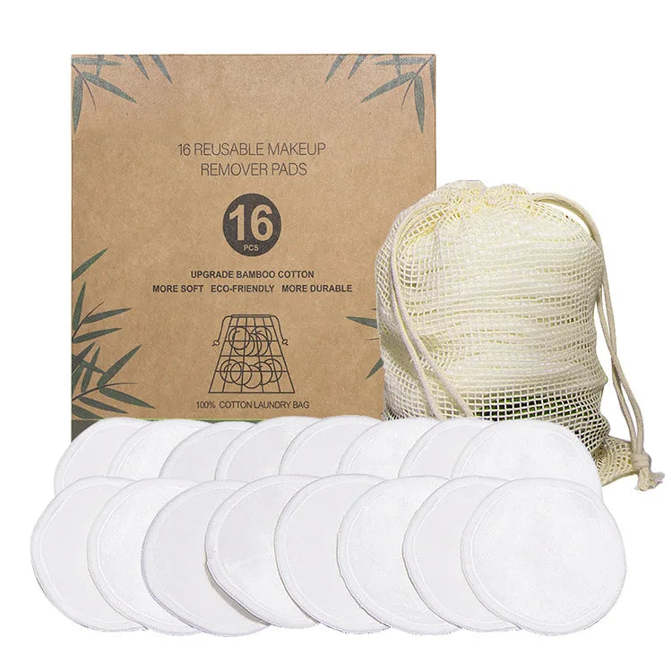 Factory Price Makeup Remover Pads Rounds Reusable Bamboo Fiber Washable Cleansing Facial Cotton Puff Cosmetic Tool Skin Care