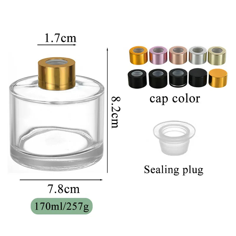Manufacturer Clear Fragrance Tall Round 6 oz 200ml Aroma Glass Bottle for Reed Diffuser Screw Cap Screen Printed