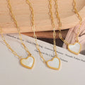 MICCI High-End 18K Gold Plated Stainless Steel Women's Jewelry Trendy Paper Clip Link Chain Heart Shell Pendant Necklace Gift