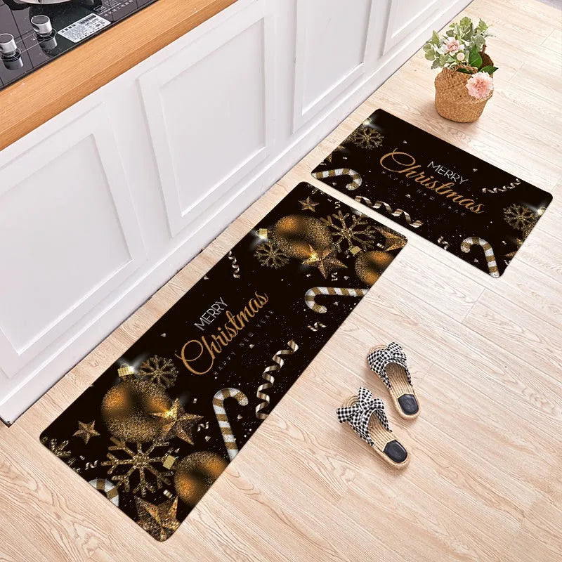 3d Printed Personalized Fast Dry  Comport Christmas Cushioned  2pc Kitchen Floor Mat Mix