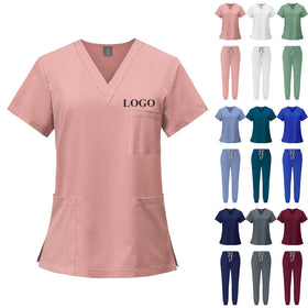 Hospital Uniform Elasticity Fabric Beauty Pet Clinic Dental Uniform Jogger Pants Custom logo Nursing Scrub Unisex Scrubs Sets